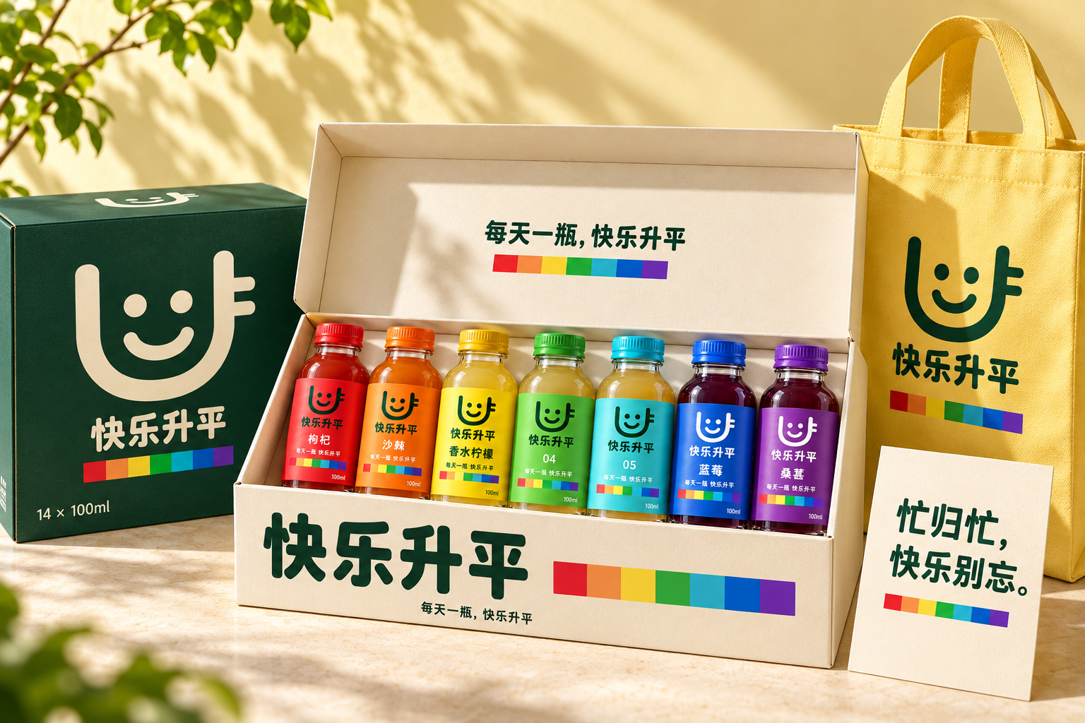 快乐升平七瓶周配盒与家庭套装包装设计